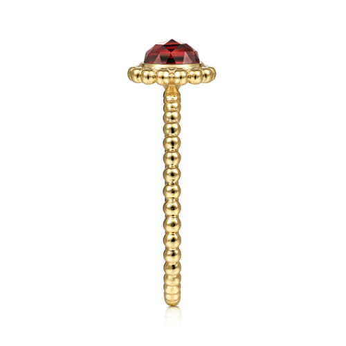 14K Yellow Gold Round Garnet Bujukan Beaded Promise Ring