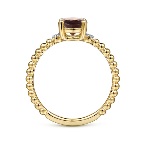 14K Yellow Gold Round Garnet and Diamond Bujukan Promise Ring