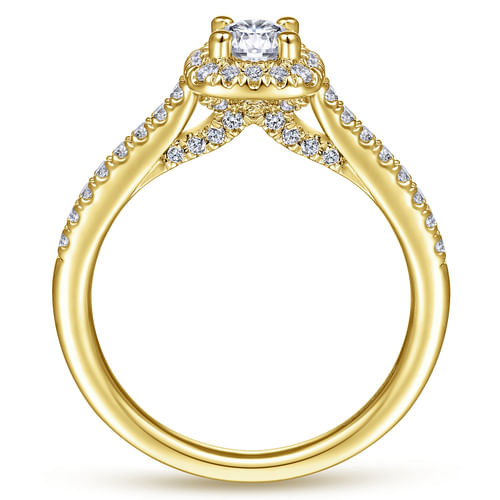14K Yellow Gold Round Halo Complete Diamond Engagement Ring
