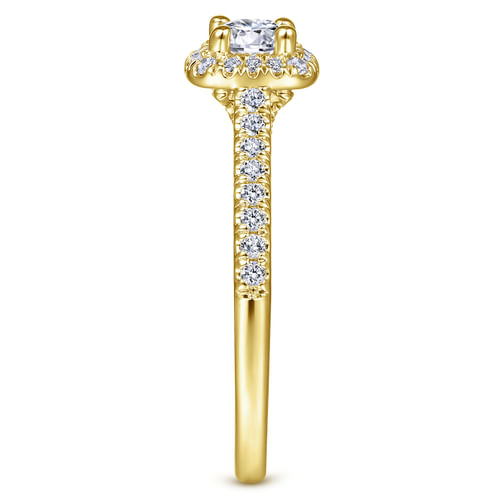 14K Yellow Gold Round Halo Complete Diamond Engagement Ring