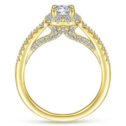 14K Yellow Gold Round Halo Complete Diamond Engagement Ring
