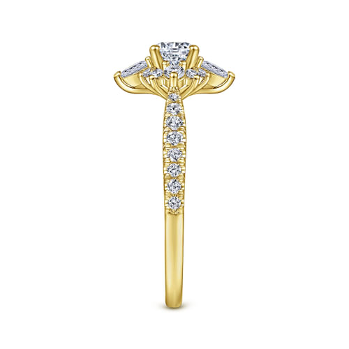 14K Yellow Gold Round Halo Complete Diamond Engagement Ring