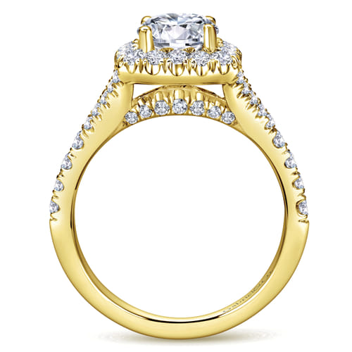 14K Yellow Gold Round Halo Diamond Engagement Ring