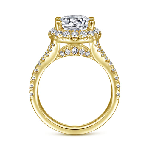 14K Yellow Gold Round Halo Diamond Engagement Ring