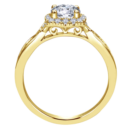 14K Yellow Gold Round Halo Diamond Engagement Ring