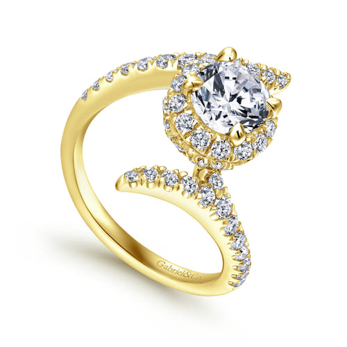 14K Yellow Gold Round Halo Diamond Engagement Ring 14K Yellow Gold Round Halo Diamond Engagement Ring