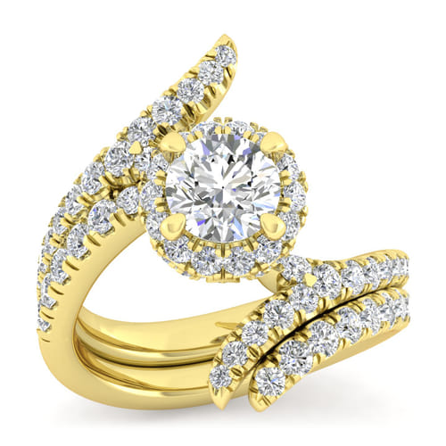 14K Yellow Gold Round Halo Diamond Engagement Ring 14K Yellow Gold Round Halo Diamond Engagement Ring