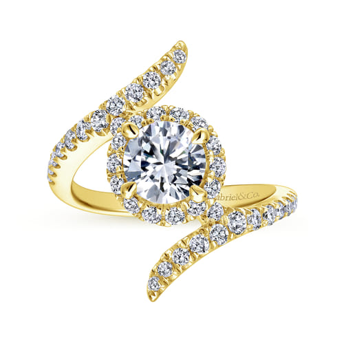 14K Yellow Gold Round Halo Diamond Engagement Ring 14K Yellow Gold Round Halo Diamond Engagement Ring