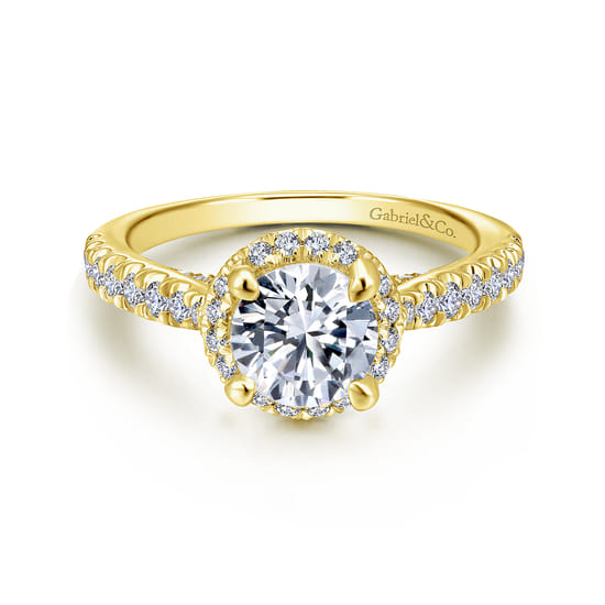 Gabriel - 14K Yellow Gold Round Halo Diamond Engagement Ring