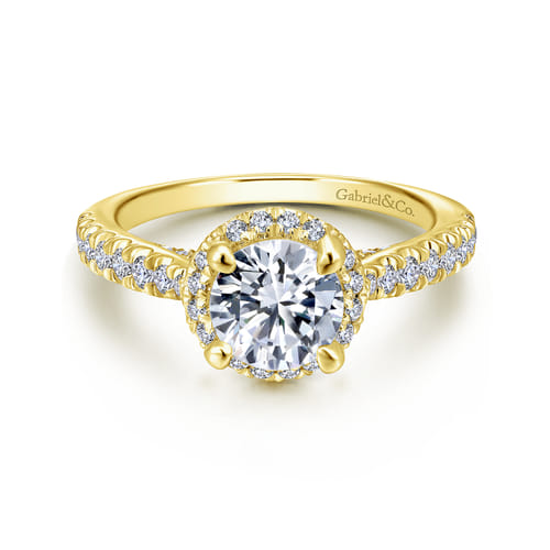 14K Yellow Gold Round Halo Diamond Engagement Ring 14K Yellow Gold Round Halo Diamond Engagement Ring