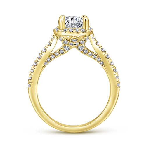 14K Yellow Gold Round Halo Diamond Engagement Ring 14K Yellow Gold Round Halo Diamond Engagement Ring