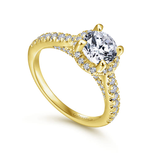 14K Yellow Gold Round Halo Diamond Engagement Ring 14K Yellow Gold Round Halo Diamond Engagement Ring