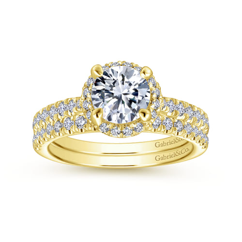 14K Yellow Gold Round Halo Diamond Engagement Ring 14K Yellow Gold Round Halo Diamond Engagement Ring
