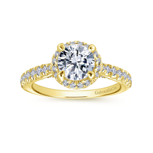 14K Yellow Gold Round Halo Diamond Engagement Ring 14K Yellow Gold Round Halo Diamond Engagement Ring