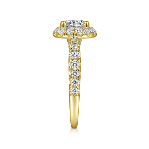 14K Yellow Gold Round Halo Diamond Engagement Ring
