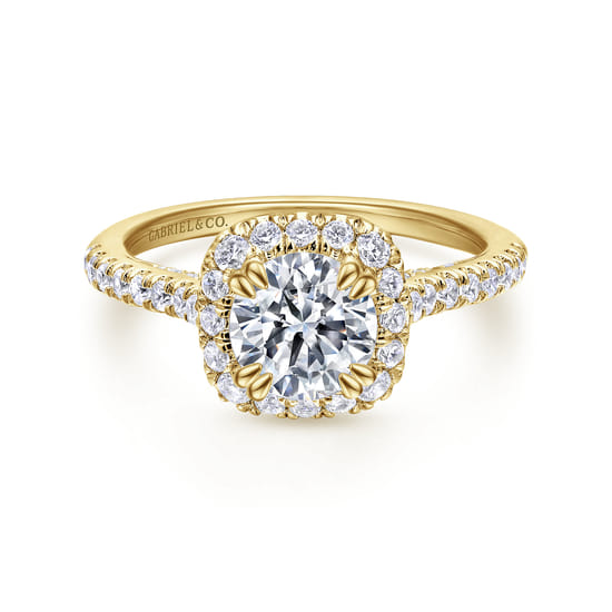 Gabriel - 14K Yellow Gold Round Halo Diamond Engagement Ring