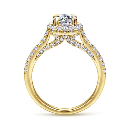 14K Yellow Gold Round Halo Diamond Engagement Ring