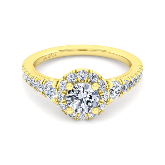 Gabriel - 14K Yellow Gold Round Halo Diamond Engagement Ring