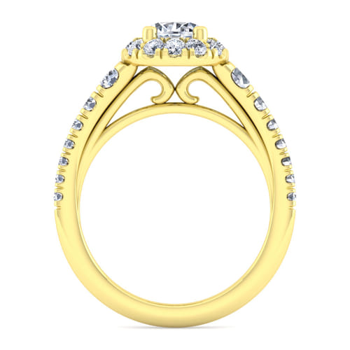 14K Yellow Gold Round Halo Diamond Engagement Ring