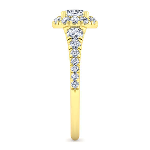 14K Yellow Gold Round Halo Diamond Engagement Ring