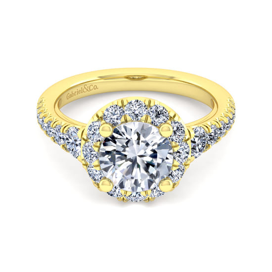 Gabriel - 14K Yellow Gold Round Halo Diamond Engagement Ring