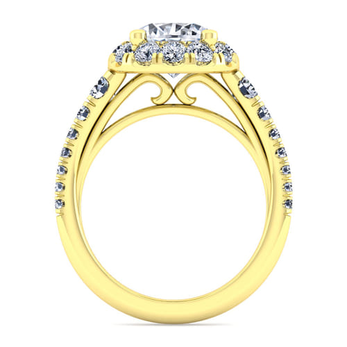 14K Yellow Gold Round Halo Diamond Engagement Ring