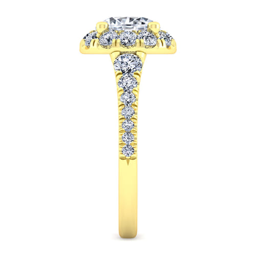 14K Yellow Gold Round Halo Diamond Engagement Ring