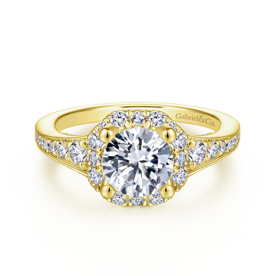 Gabriel - 14K Yellow Gold Round Halo Diamond Engagement Ring