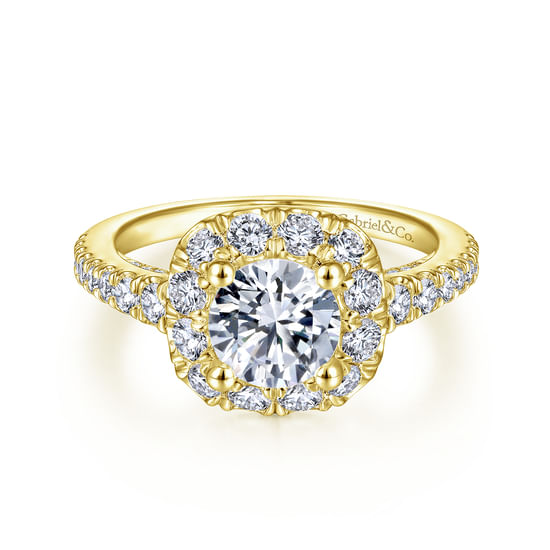 Gabriel - 14K Yellow Gold Round Halo Diamond Engagement Ring