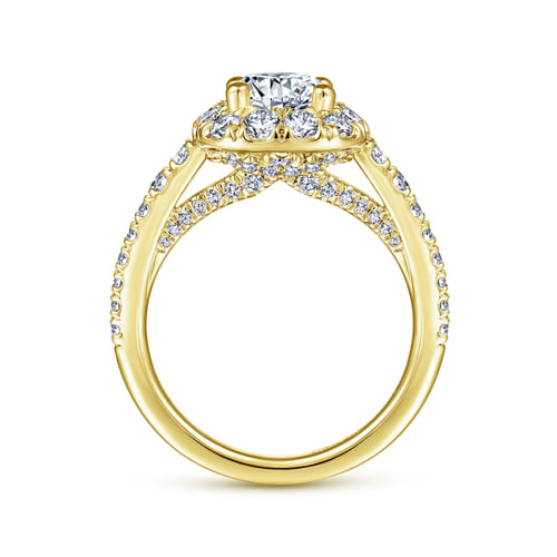 14K Yellow Gold Round Halo Diamond Engagement Ring