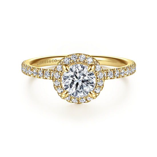 Gabriel - 14K Yellow Gold Round Halo Diamond Engagement Ring