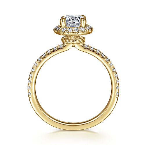 14K Yellow Gold Round Halo Diamond Engagement Ring