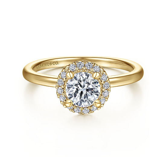 Gabriel - 14K Yellow Gold Round Halo Diamond Engagement Ring