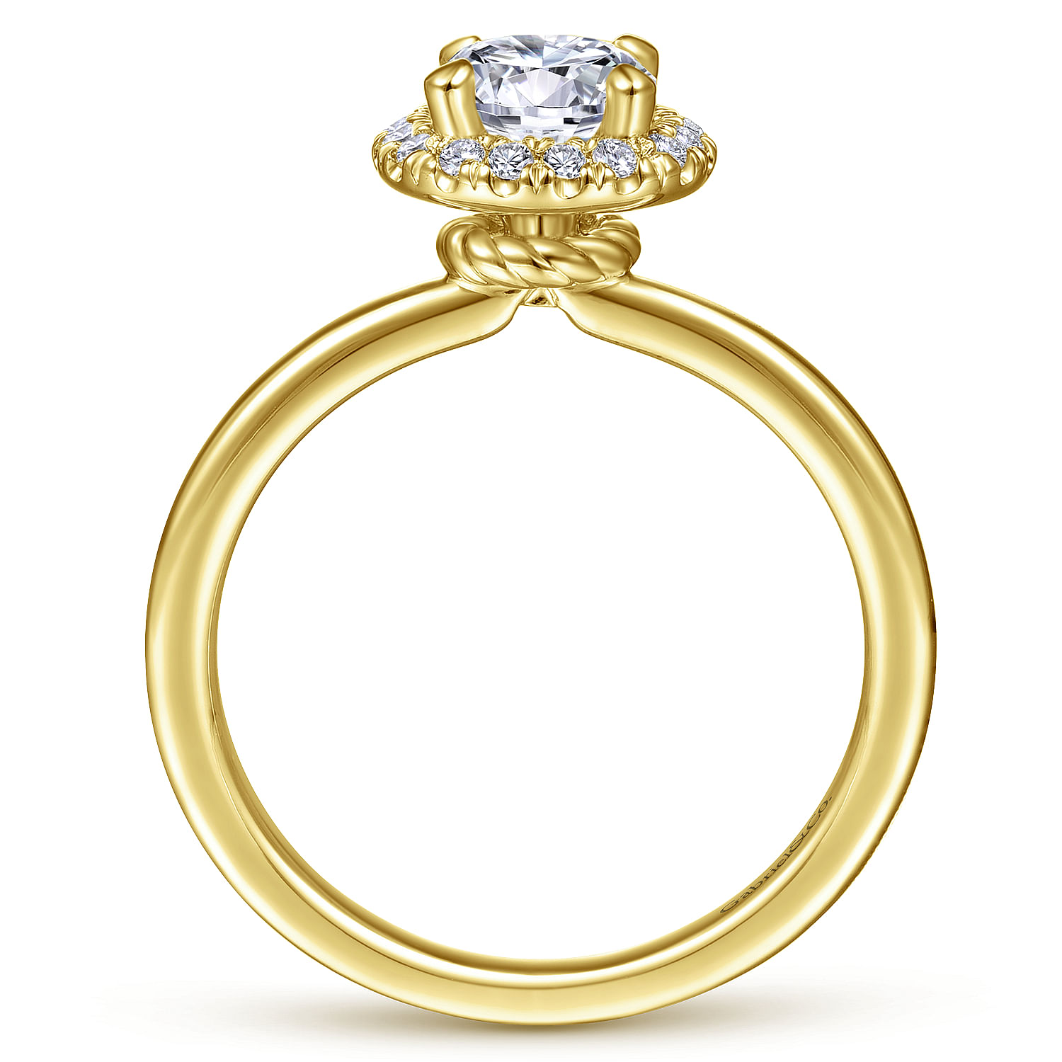 14K Yellow Gold Round Halo Diamond Engagement Ring