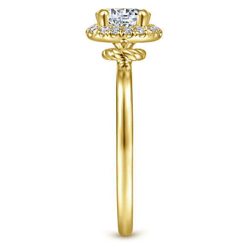 14K Yellow Gold Round Halo Diamond Engagement Ring