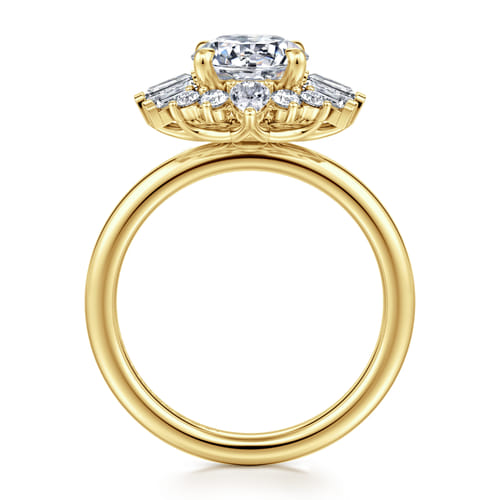 14K Yellow Gold Round Halo Diamond Engagement Ring