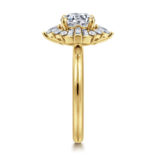 14K Yellow Gold Round Halo Diamond Engagement Ring