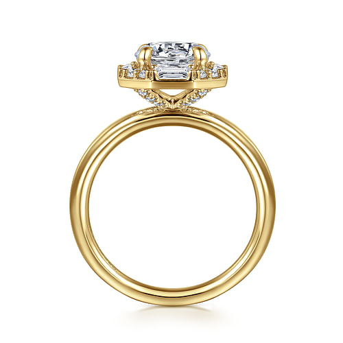 14K Yellow Gold Round Halo Diamond Engagement Ring