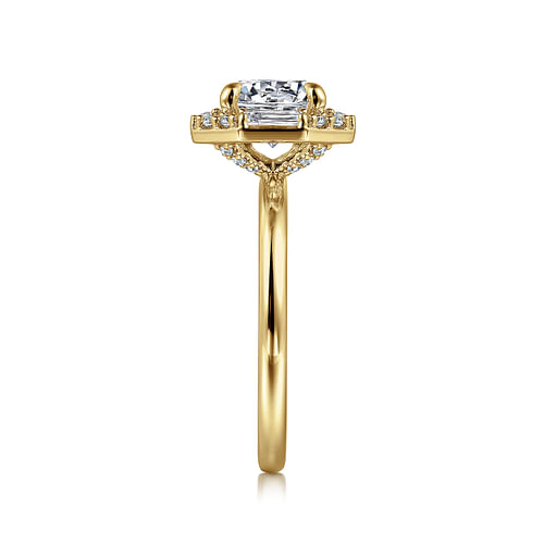 14K Yellow Gold Round Halo Diamond Engagement Ring