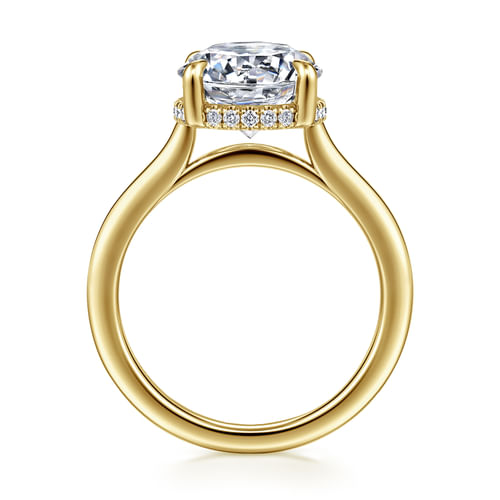14K Yellow Gold Round Halo Diamond Engagement Ring