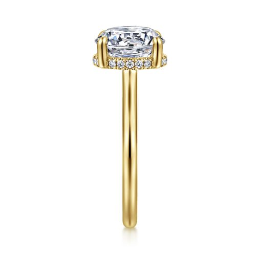 14K Yellow Gold Round Halo Diamond Engagement Ring