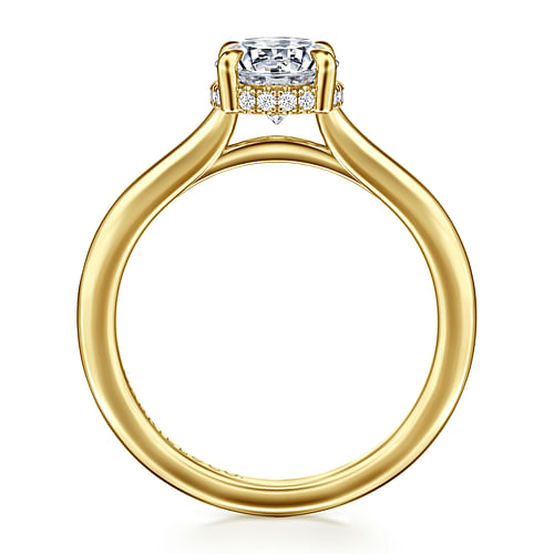 14K Yellow Gold Round Halo Diamond Engagement Ring