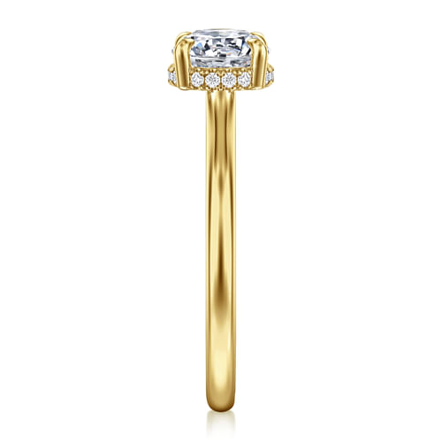 14K Yellow Gold Round Halo Diamond Engagement Ring