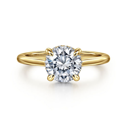 14K Yellow Gold Round Halo Diamond Engagement Ring