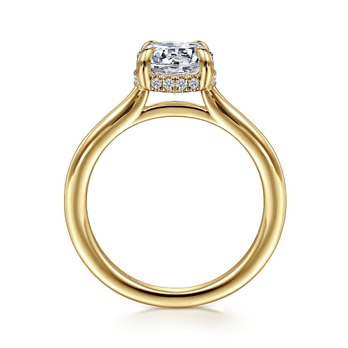 14K Yellow Gold Round Halo Diamond Engagement Ring