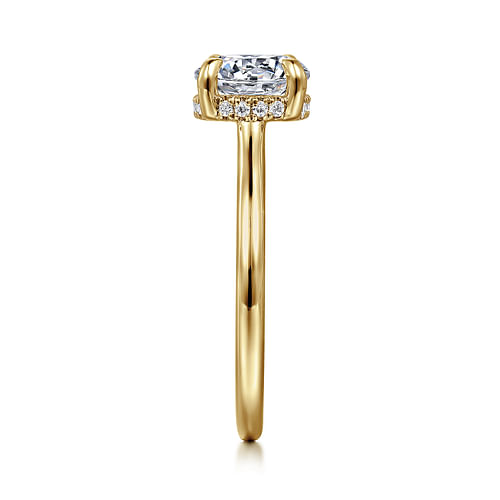 14K Yellow Gold Round Halo Diamond Engagement Ring