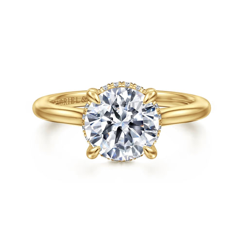 14K Yellow Gold Round Halo Diamond Engagement Ring