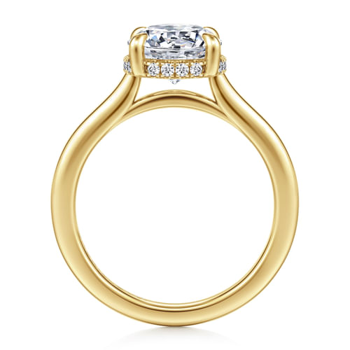 14K Yellow Gold Round Halo Diamond Engagement Ring