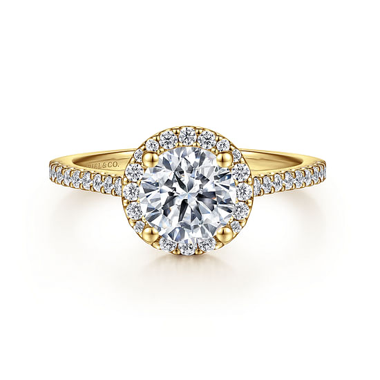 Gabriel - 14K Yellow Gold Round Halo Diamond Engagement Ring