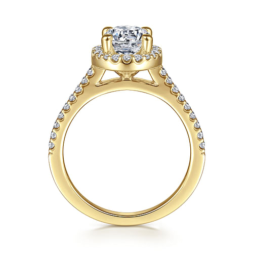 14K Yellow Gold Round Halo Diamond Engagement Ring